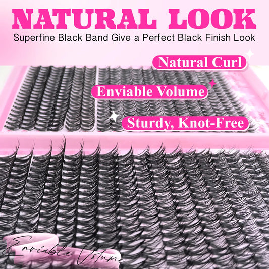 DIY Lash Extension Kit Clusters Individual Eyelashes Kit 9-16mm with Bond and Seal Wispy Natural Mange Lash