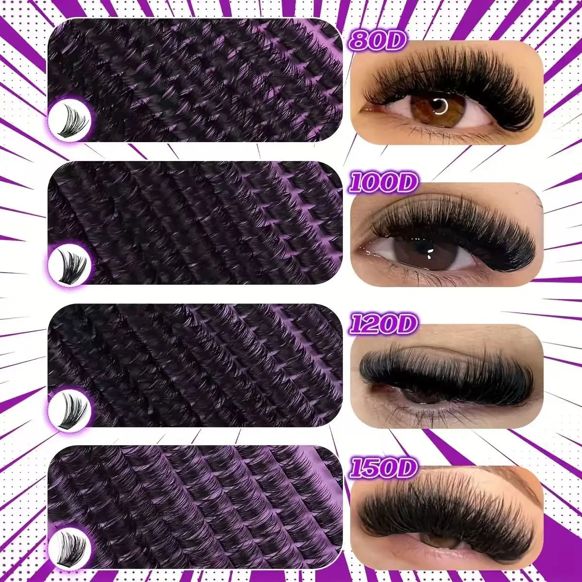 DIY Lash Extension Kit Clusters Individual Eyelashes Kit 9-16mm with Bond and Seal Wispy Natural Mange Lash