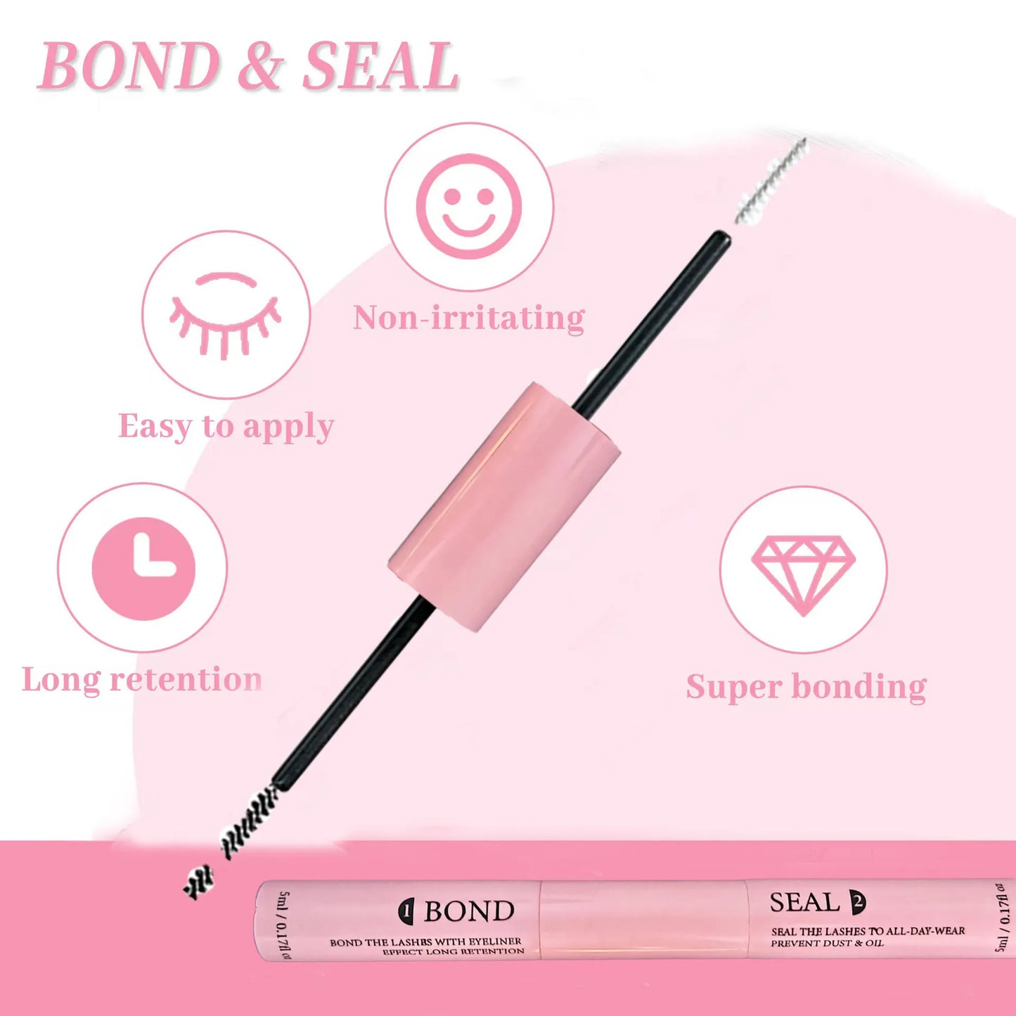 Segmented Individual False Lashes with Dual-Ended Lash Glue - Fast-Drying Gentle Irritation-Free Long-Lasting Hold