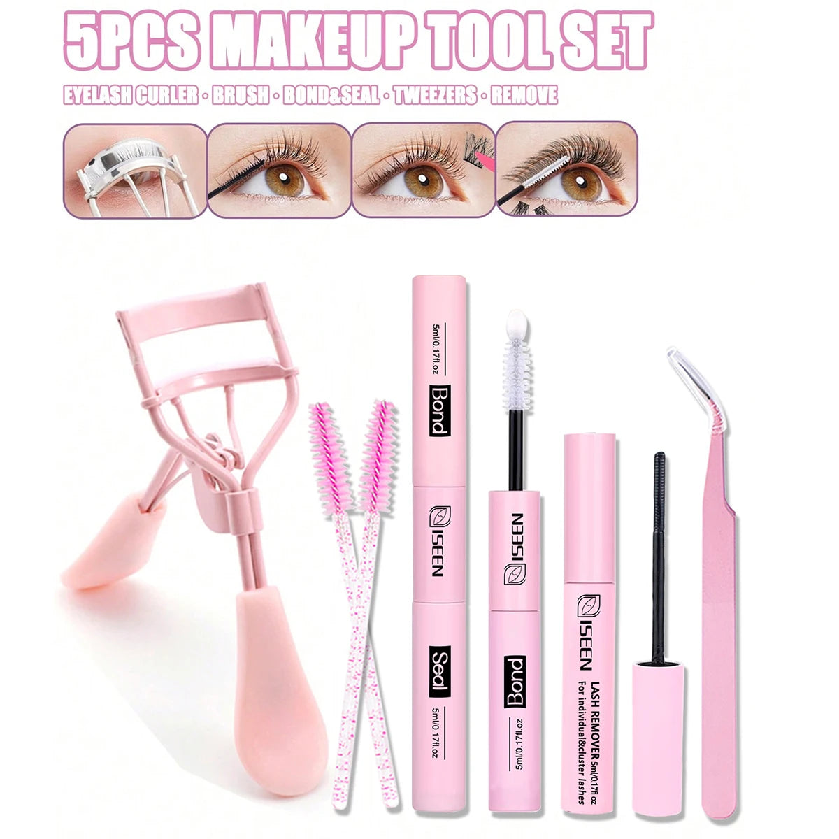 5PCS ISEEN Lash Bond and Seal 10ml for Lash Clusters DIY at home Tool Kit