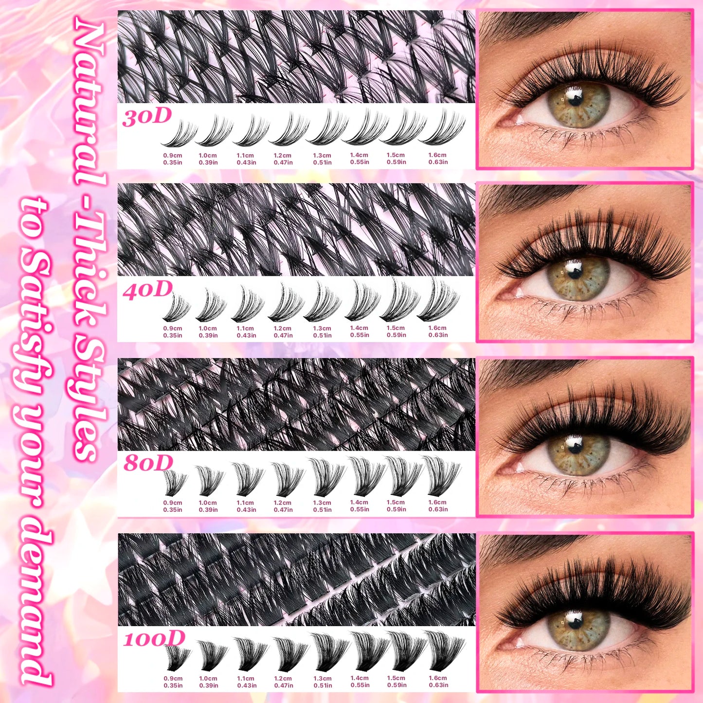 DIY Lash Extension Kit Clusters Individual Eyelashes Kit 9-16mm with Bond and Seal Wispy Natural Mange Lash